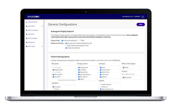 SHOEBOX Data Management Configurations