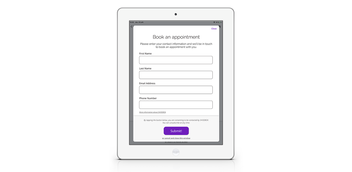 SHOEBOX QuickTest book an appointment image