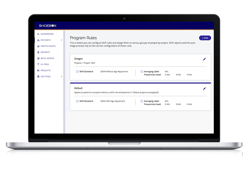 A screenshot of new report configuration rules that were added to SHOEBOX Data Management in software release version 3.5