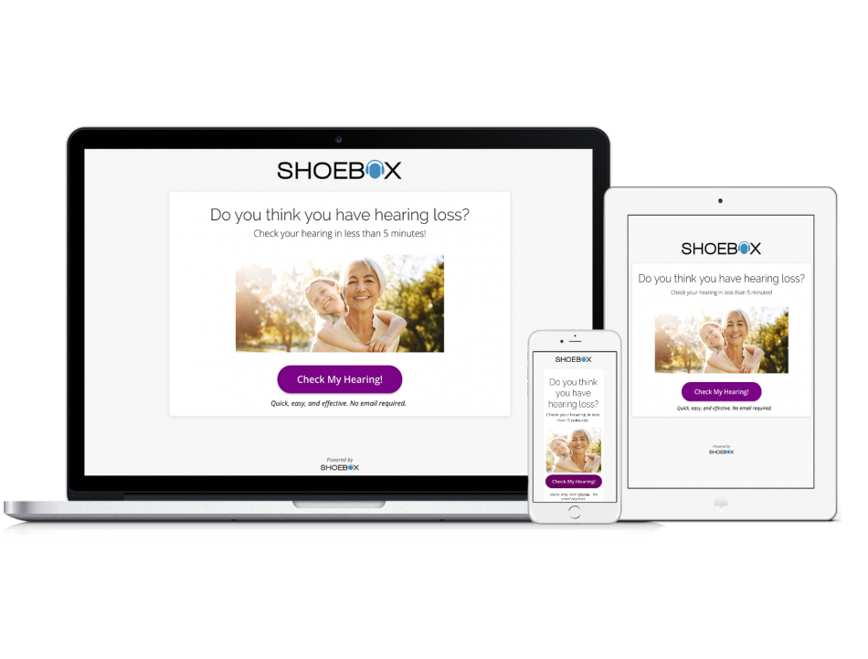 An image of SHOEBOX Online displayed in each of a laptop, mobile phone, and tablet