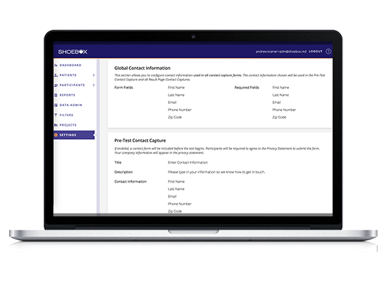 Screenshot of SHOEBOX Online version 3.12