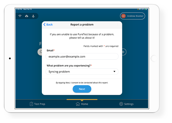 pt1.6 report a problem feature