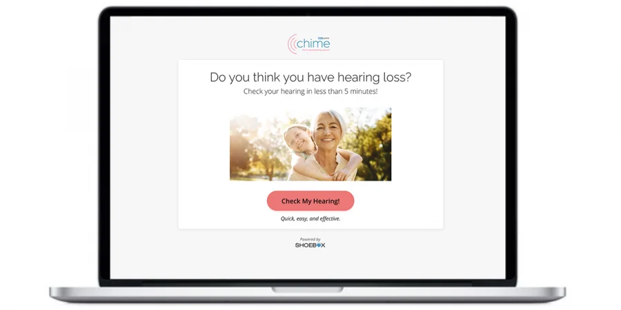 A screenshot of SHOEBOX Online branded for use by Chime Social Enterprises