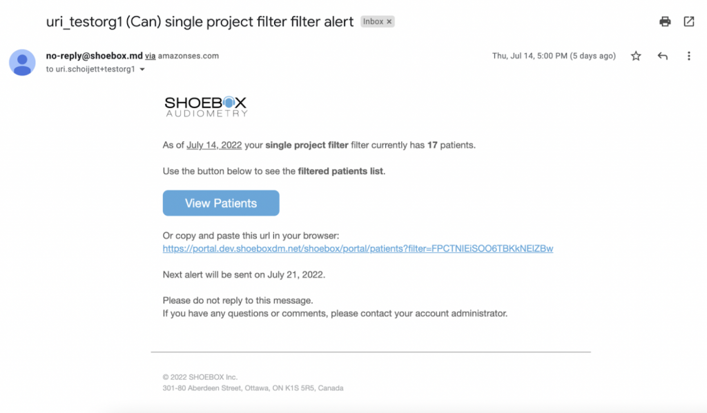 Filter Alert screenshot