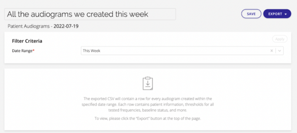 Filter Criteria screenshot
