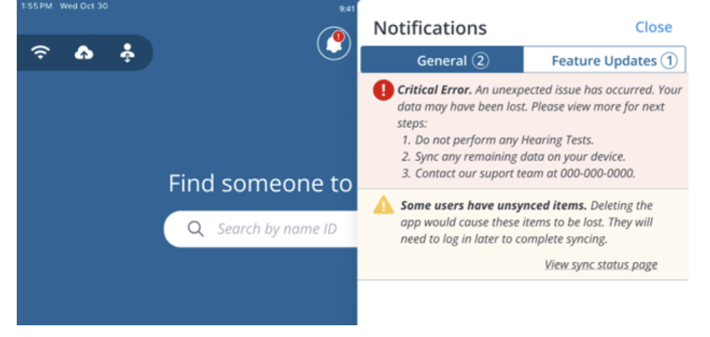 Figure 2: Notification panel with categorized messages.
