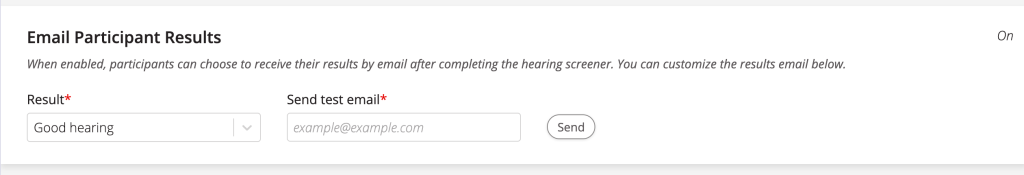 Figure 4: Send a sample results email to preview content before it reaches participants.